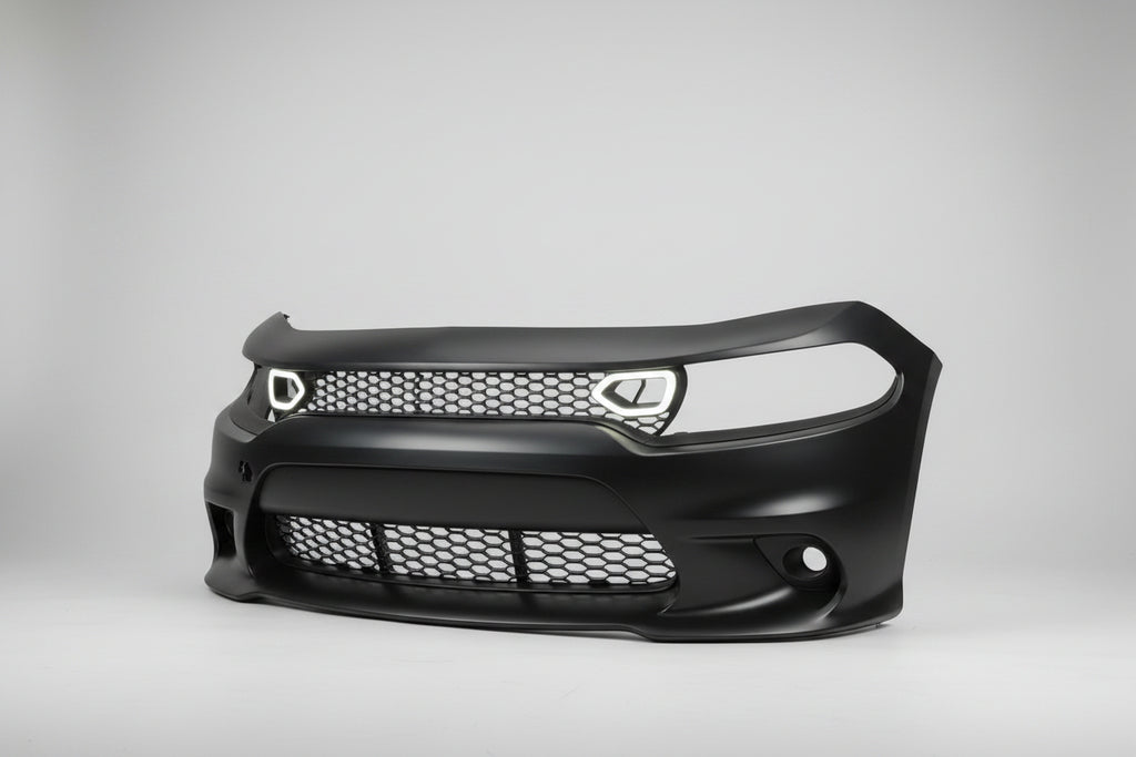 Defensa Delantera Estilo SRT con Parrilla, Ojos LED y Faros de Niebla LED para Dodge Charger 2015–2023