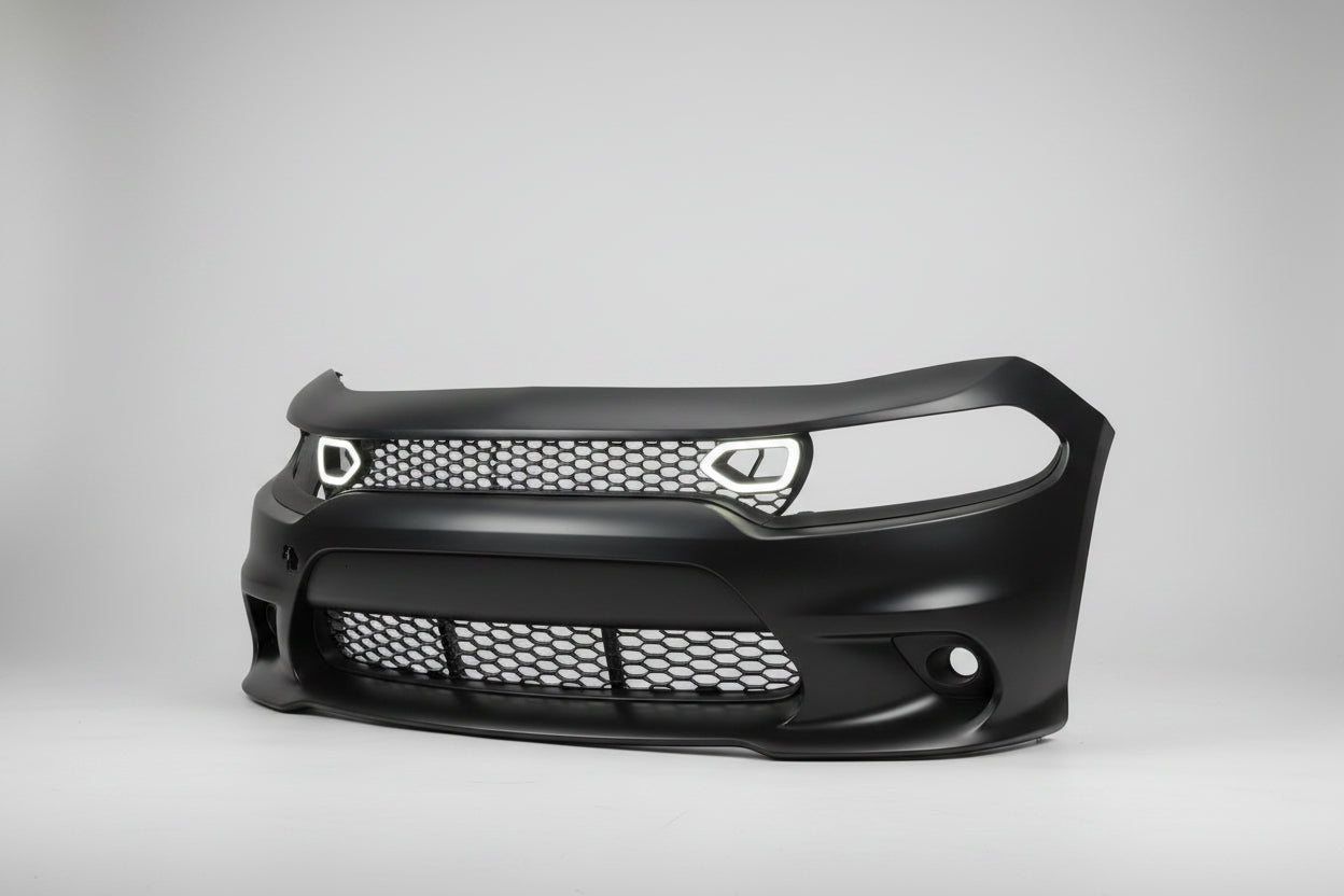Defensa Delantera Estilo SRT con Parrilla, Ojos LED y Faros de Niebla LED para Dodge Charger 2015–2023