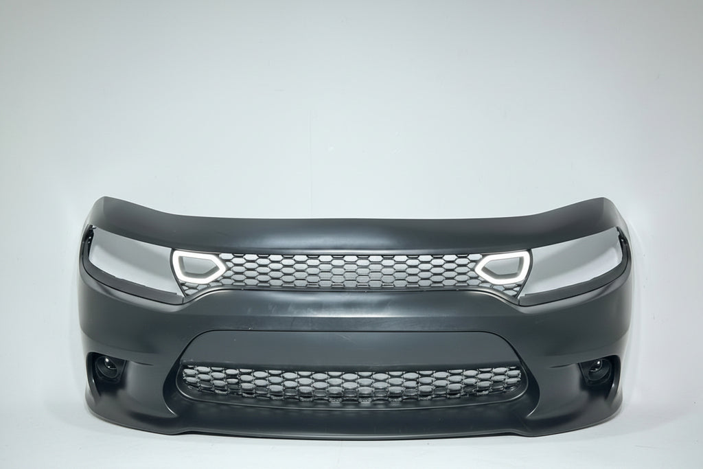 Defensa Delantera Estilo SRT con Parrilla, Ojos LED y Faros de Niebla LED para Dodge Charger 2015–2023