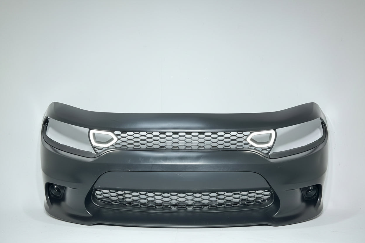 Defensa Delantera Estilo SRT con Parrilla, Ojos LED y Faros de Niebla LED para Dodge Charger 2015–2023